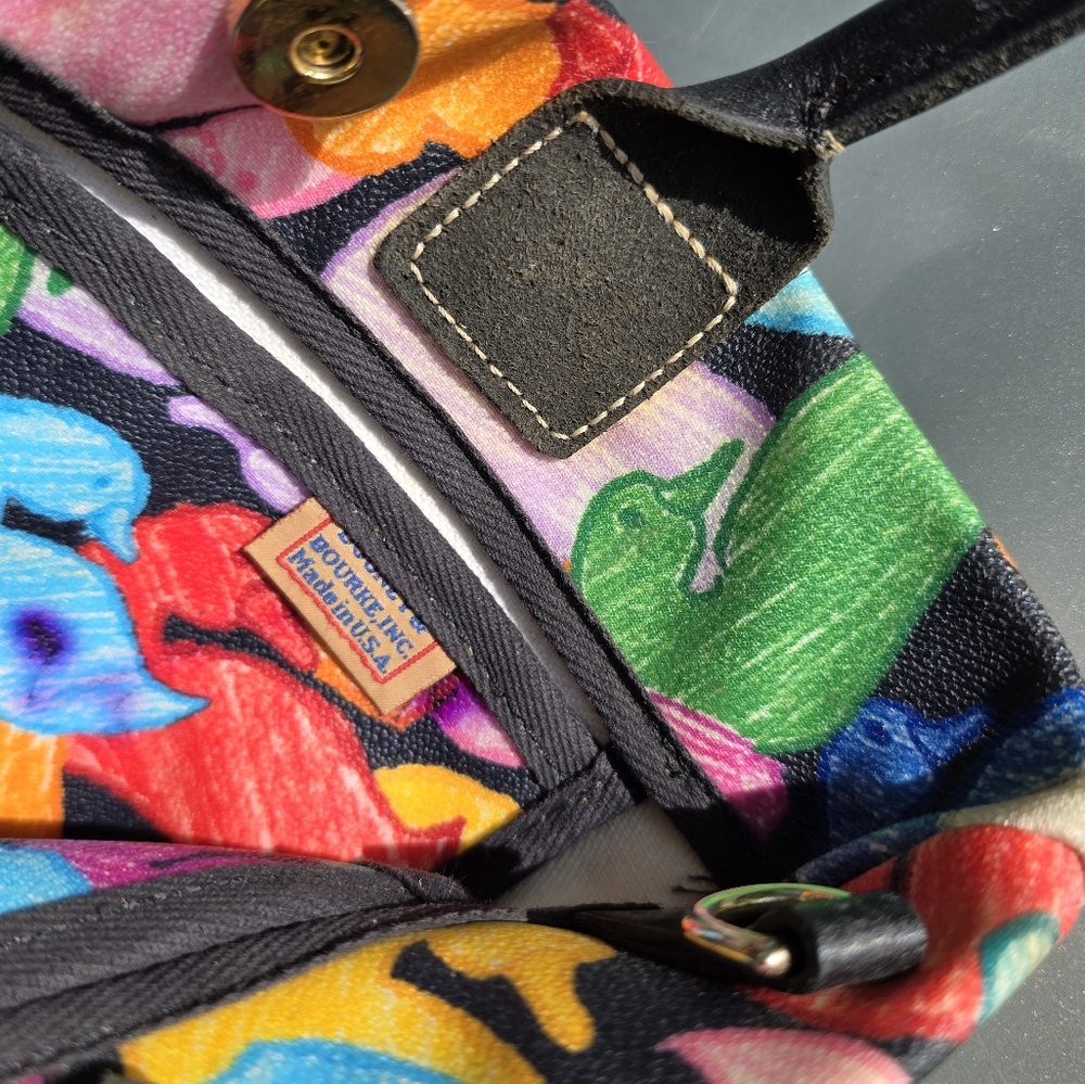 Vintage Y2K 90s Dooney & Bourke Multicolor Rainbow - -Wonder Duck - Leather Bag - Picture 6 of 8